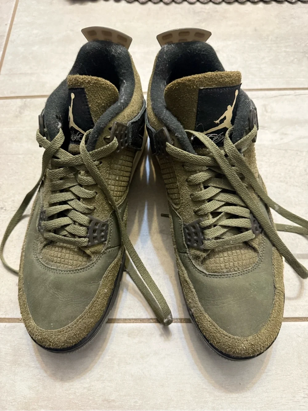 Jordan Men’s Olive Green Suede High-Top Sneakers size 11